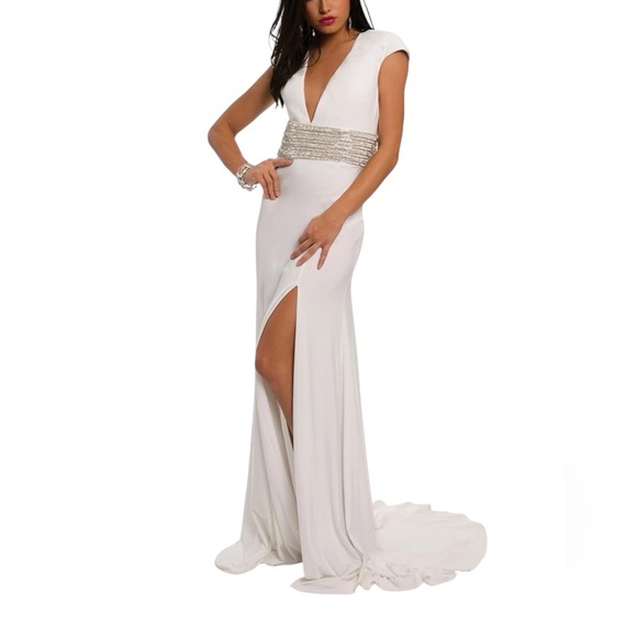 JOVANI Style 93631 White Gown with Sequin - Picture 1 of 2